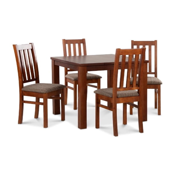 Comedor Ñuble Cuadrado 95X95 Cm Con 4 Sillas Caramelo-Chocolate