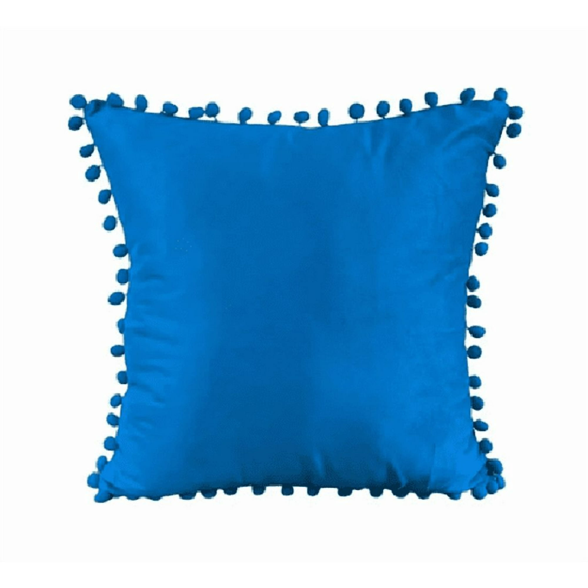 Genérico - Pack De 2 Fundas De Cojines Terciopelo Con Pompones 45x45 Cm Azul Marino