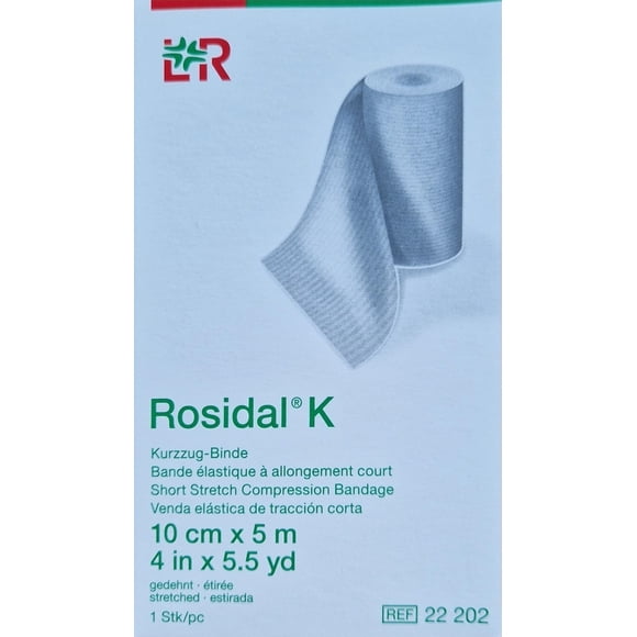 Venda de compresión de corta elasticidad Lohmann & Rauscher Rosidal K 10 cm x 5 m