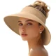 thumbnail image 2 of Sombrero de playa con visera de paja enrollable de ala ancha para mujer, plegable y plegable, con parte superior abierta, 2 of 5