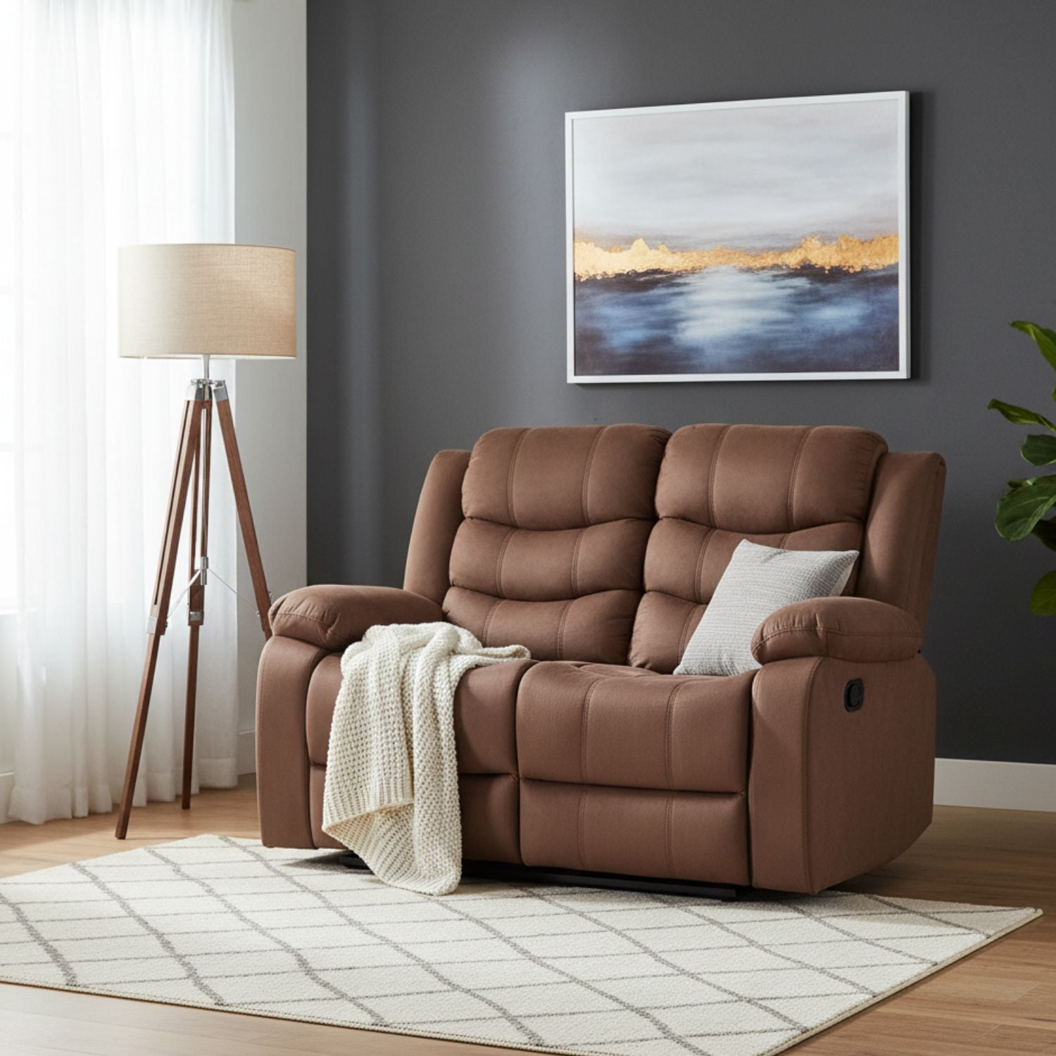 Daniels - Sofá 2 Cuerpos Reclinable Tradicional Norman Café Claro Elephant 2011lf