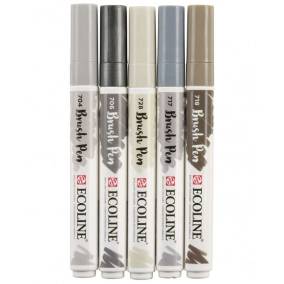 Set 5 Marcadores Acuarela Ecoline Colores Gris