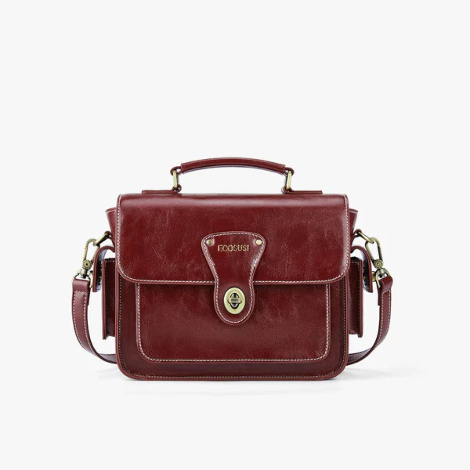 Ecosusi Bolso Mensajero Alison De Cuero Vegano Rojo Angola