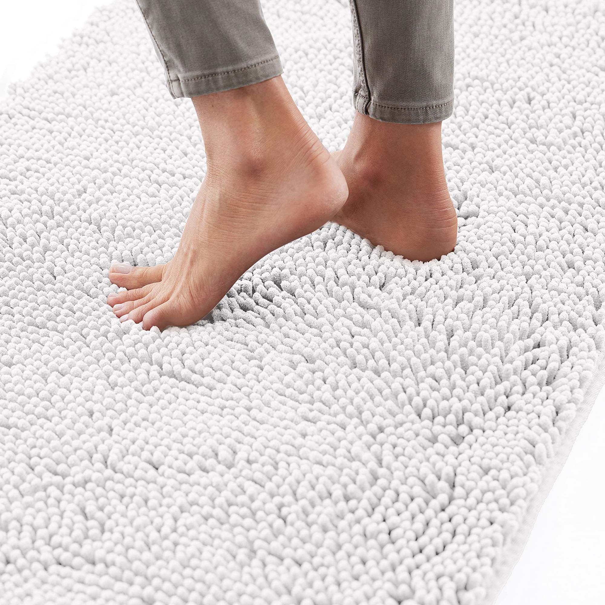 Alfombra De Baño Gorilla Grip, Gruesa, Suave Y Absorbente, De Chenilla Blanca