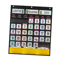 Magideal - Gráfico De Bolsillo De Calendario Negro, Calendario De Enseñanza, 51 Cm X 60 Cm, Calendario De Pared De Educación Completa Mensual, Gráfico Organizado