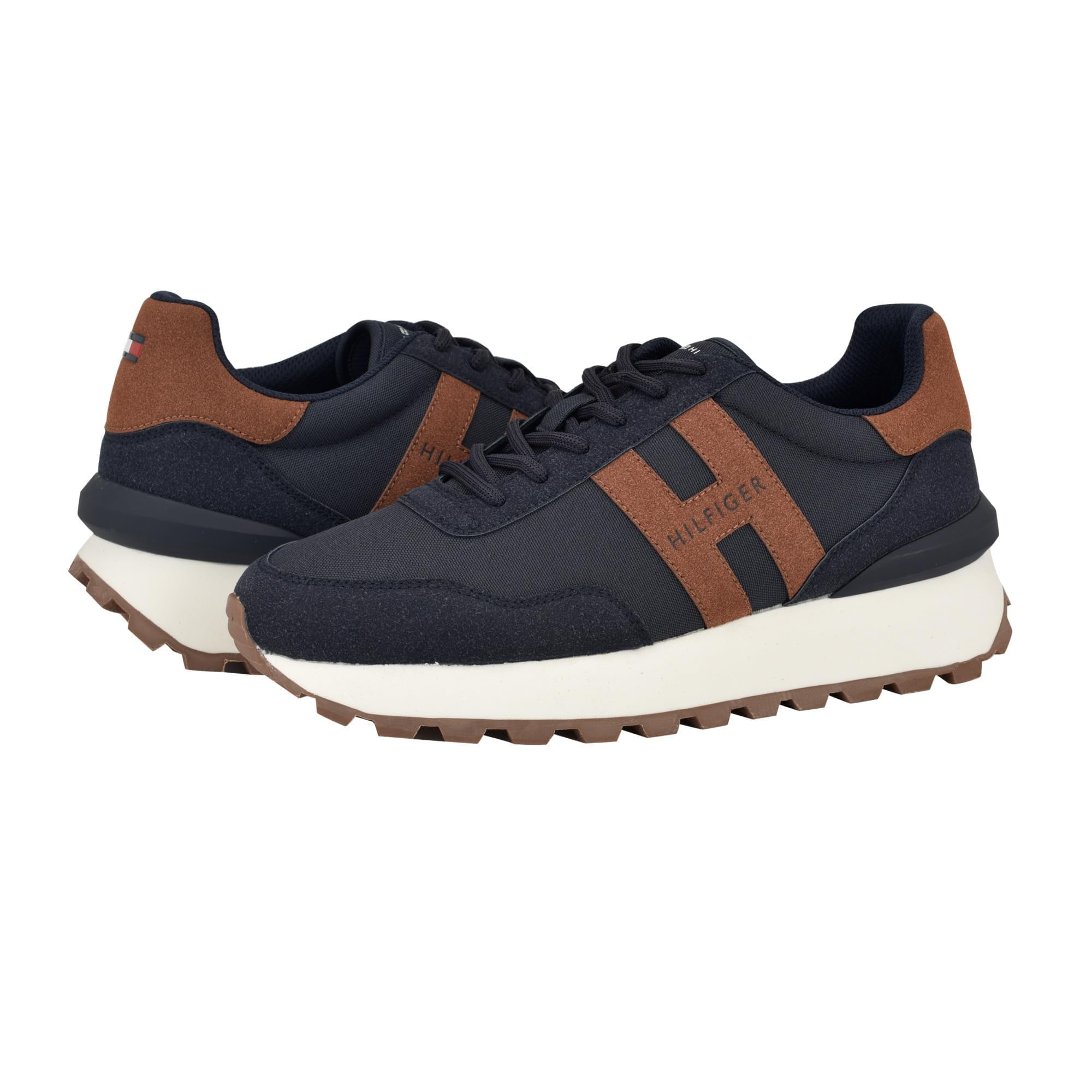 Zapatilla Tommy Hilfiger Gani Para Hombre, Color Azul Marino/coñac, Talla 10