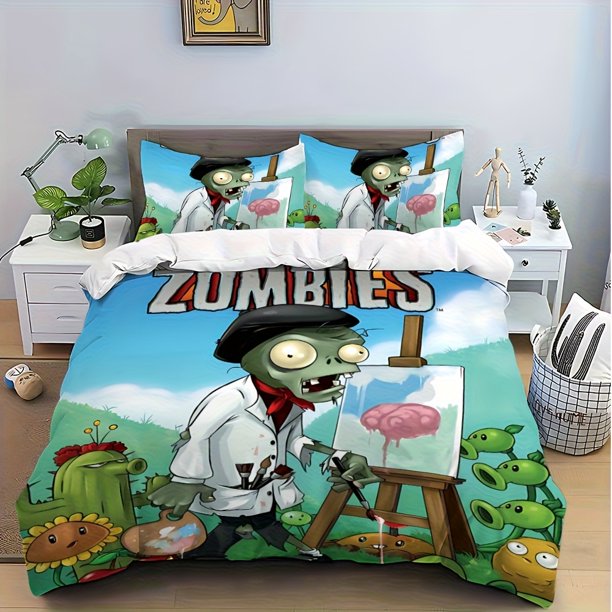 This bedding Features a Cute Anime-Inspired Design with a Hot Printed Pattern Including One Duvet Cover And Two Pillowcases