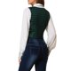 thumbnail image 3 of INSPIRE CHIC Chaqueta sin mangas a cuadros elástica asimétrica con botones y cintura fruncida en V para mujer S Verde, 3 of 8