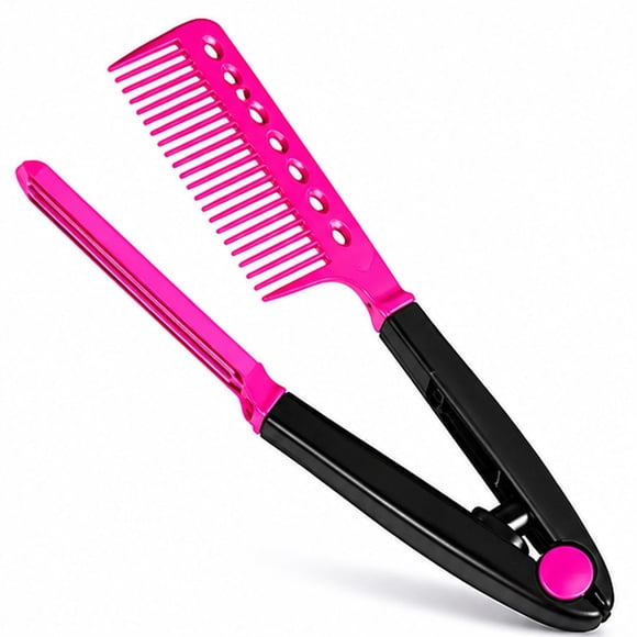 Peine para alisar cabello fucsia con negro