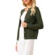 thumbnail image 4 of INSPIRE CHIC Chaqueta de punto con botones para mujer, cuello redondo, manga larga, tejido acanalado, 2XL Verde militar, 4 of 5