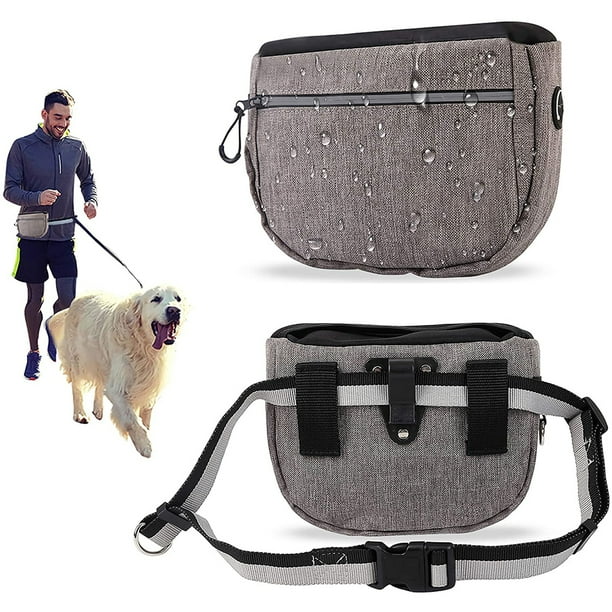Bolsa de golosinas para entrenamiento de perros, bolsa de paseo portátil con cierre automático y cinturón ajustable, bolsa de entrenamiento de tela Oxford con dispensador de bolsas para excrementos.