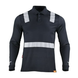 T-World - Polera Polo Hibrida Cinta Reflectante Manga Larga Azul