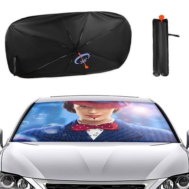 El Regreso de Mary Poppins Sombrilla Solar para Auto - Protector de Parabrisas Plegable | Cortina Solar Delantero | Bloqueo UV y Aislamiento de Calor 133x73cm