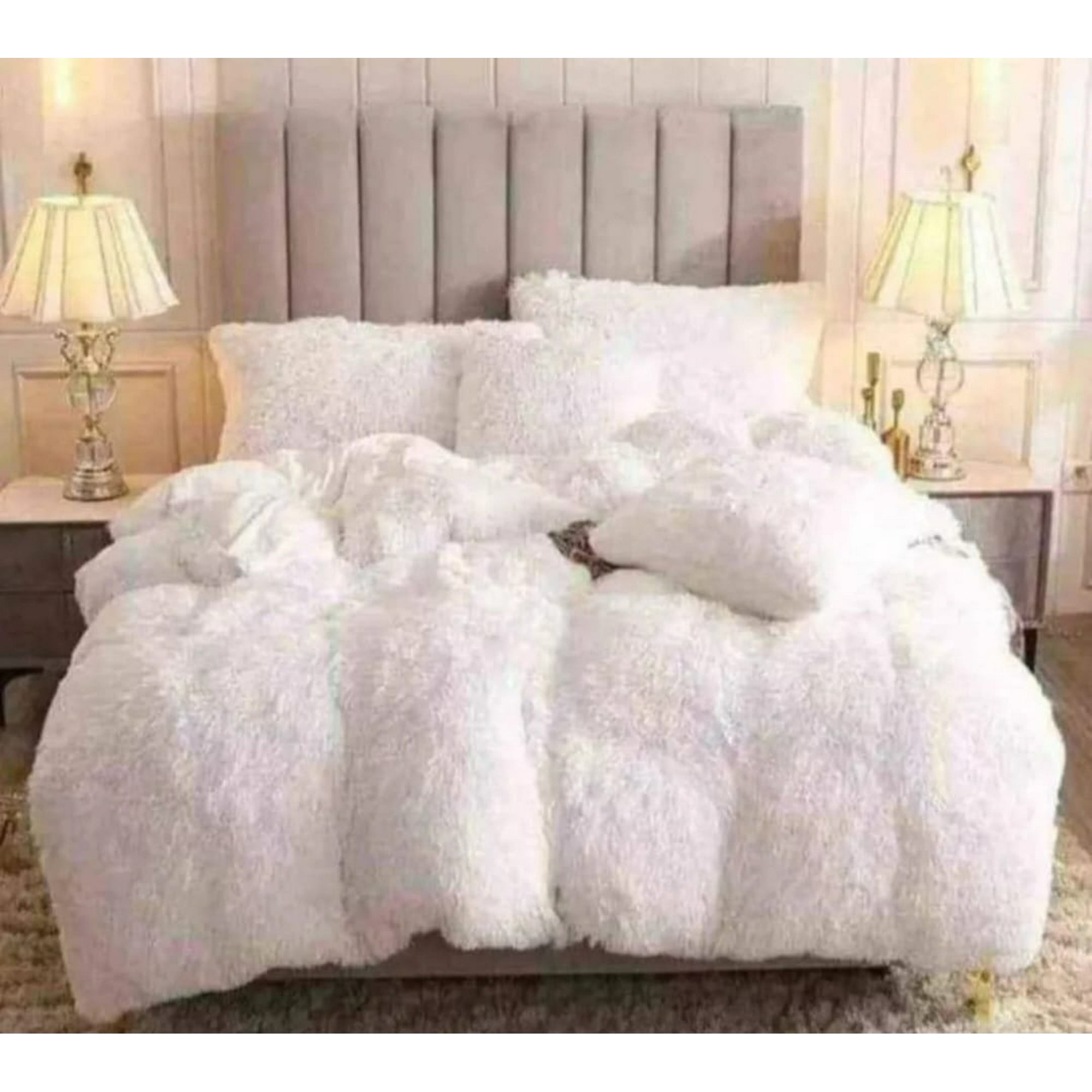 Aladdins Shop - Cobertor De Invierno Peludo Con Chiporro 1,5 Plaza Color Blanco