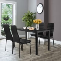 Nevi Express - Comedor Mesa Vidrio 75X80X120Cm + 4 Sillas Pu Negro