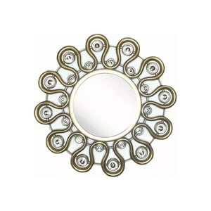 Genérico - Set Reloj De Pared 25Cm Decorativo Silencioso + 2 Espejos Dorado Y Blanco