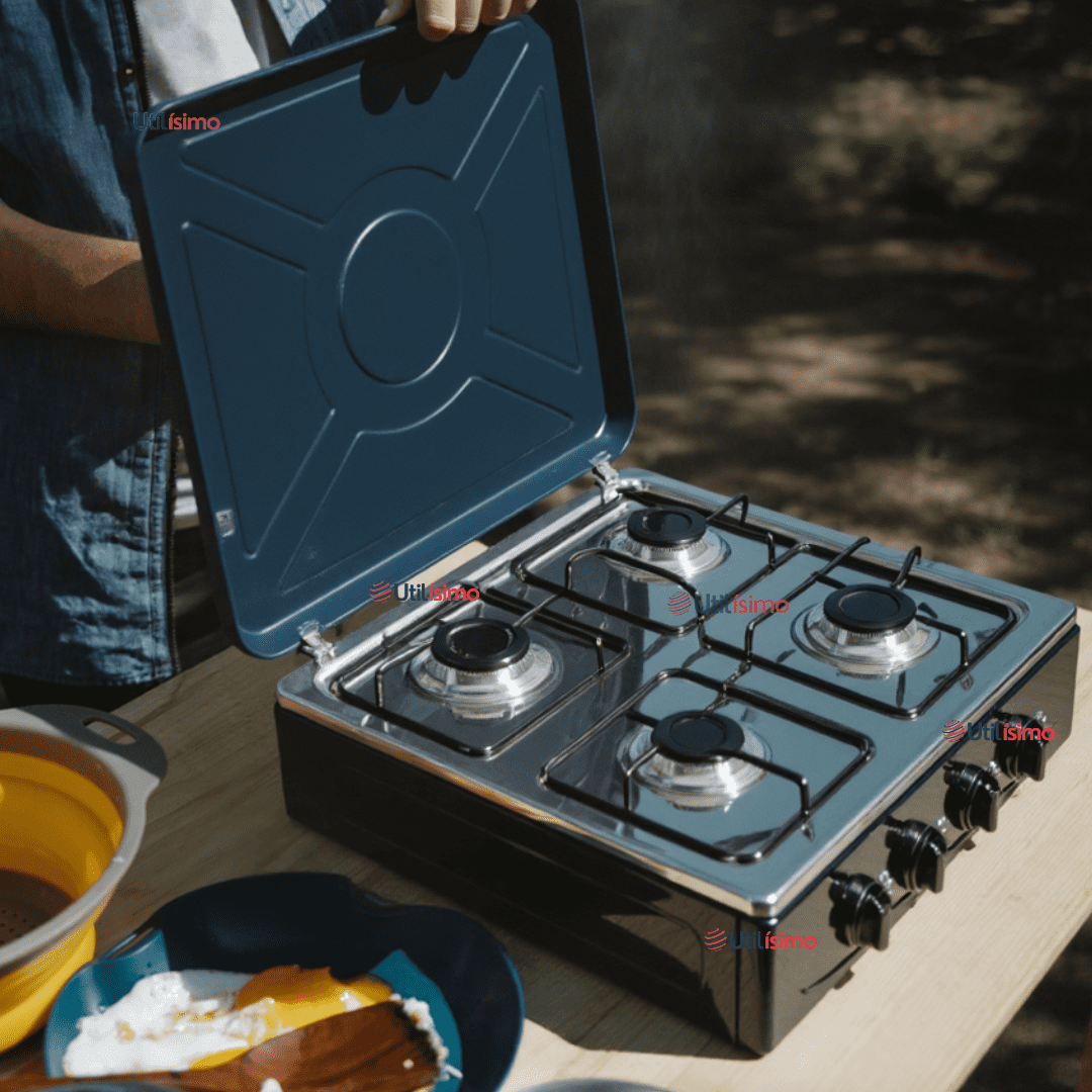 Line - Cocina Encimera A Gas Licuado 4 Platos Premium Negro