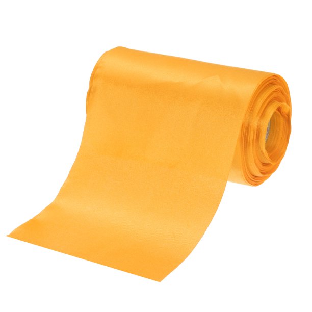 Uxcell 4 Pulgadas x 24 Yardas Cinta de Satén Roja para Decoración de Regalos, Poliéster, Amarillo Dorado