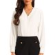 thumbnail image 1 of INSPIRE CHIC Camisa de Mujer con Botones, Manga Larga, Cuello en V, Clásica para Negocios, Talla L, Blanca, 1 of 5
