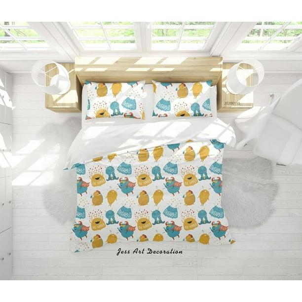 3D Cartoon Animal Monsters Pattern Quilt Cover Set Bedding Set Duvet Cover