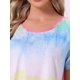 thumbnail image 5 of INSPIRE CHIC Camisón a Rayas Coloridas para Mujer Regreso a Clases Camiseta de Manga Corta Cuello Redondo Vestido Ligero Casual para Dormir L Arcoíris, 5 of 6