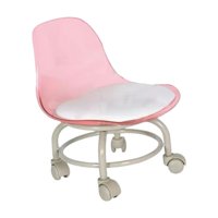 Bothyi - Taburete Con Ruedas De Baja Altura Con Respaldo De Cuero Pu Robusto Universal Giratorio 360° Rosa