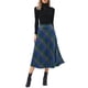 thumbnail image 2 of Falda Maxi Larga de Cuadros Vintage de Cintura Alta para Mujer INSPIRE CHIC con Bolsillos S Azul, 2 of 6