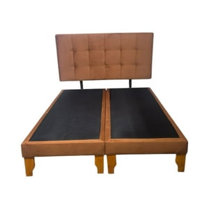 Diseños Valestrini - Cama Dos Plazas Felpa Camel