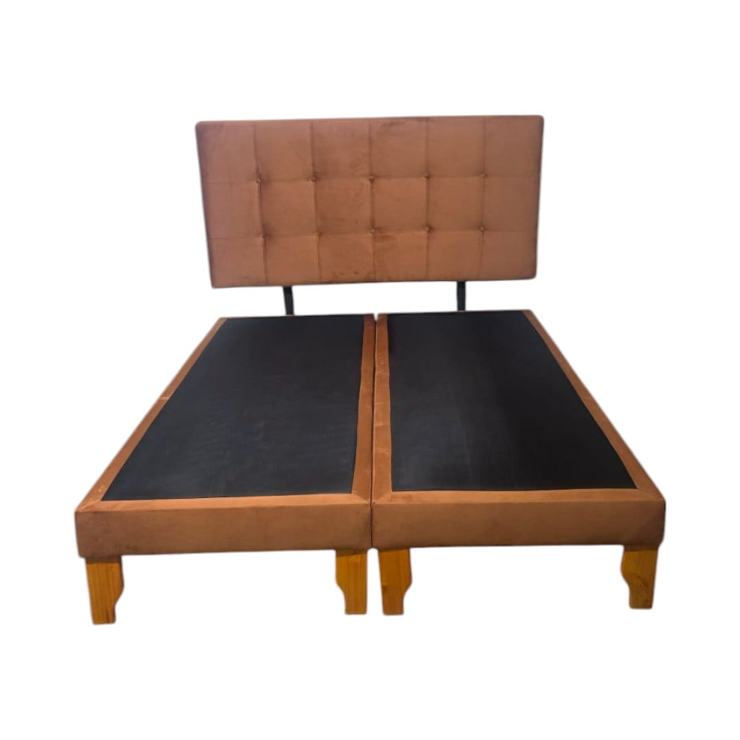Diseños Valestrini - Cama Dos Plazas Felpa Camel