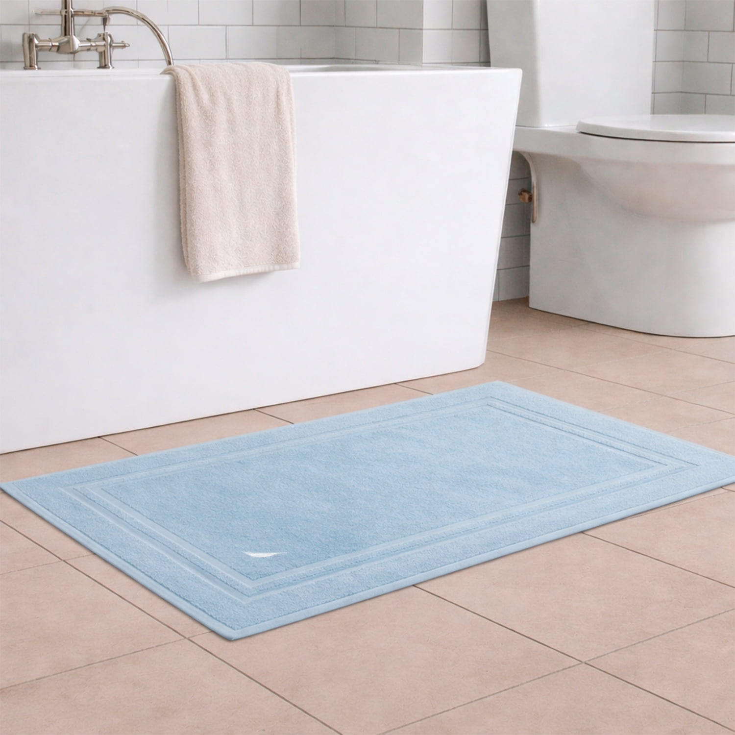 Toalla De Piso Savoy Nautica Home Algodón Premium 50x80 Cm Celeste