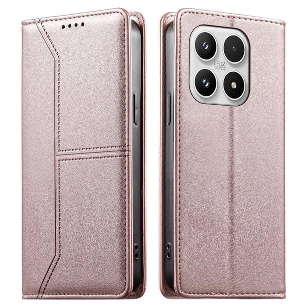 Funda tipo cartera con bloqueo RFID para Xiaomi 17 cubierta magnética de cuero con tapa y soporte Rosa