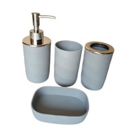Bothyi - Juego De 4 Accesorios De Baño Con Dispensador De Loción Para Baño De Hotel, Color Gris