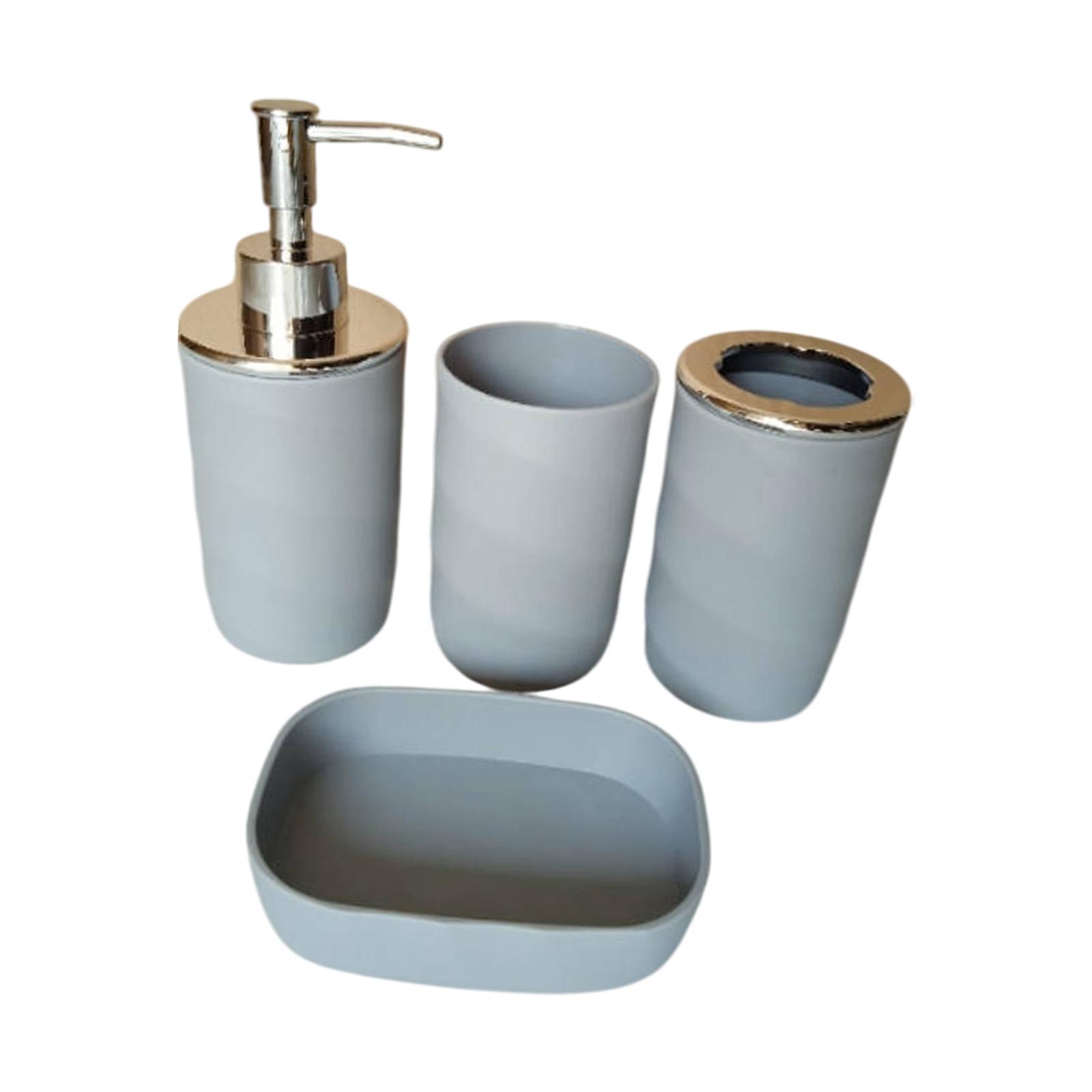 Bothyi - Juego De 4 Accesorios De Baño Con Dispensador De Loción Para Baño De Hotel, Color Gris