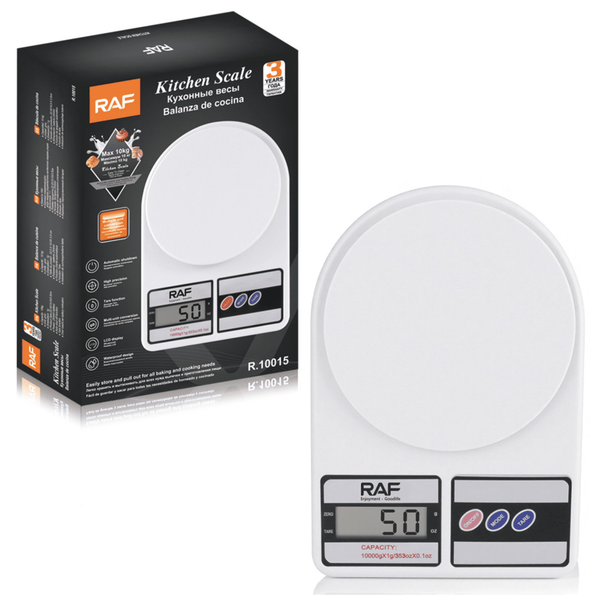 Genérico - Balanza De Cocina Digital Raf R.10015 | Capacidad Máxima 10k