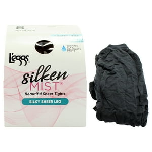 Medias Transparentes De Seda Silken Mist, Hermosas Medias Transparentes De Seda - Lsm202 Negro Azabache De Leggs Para Mujer - 1 Par De Pantimedias (B)