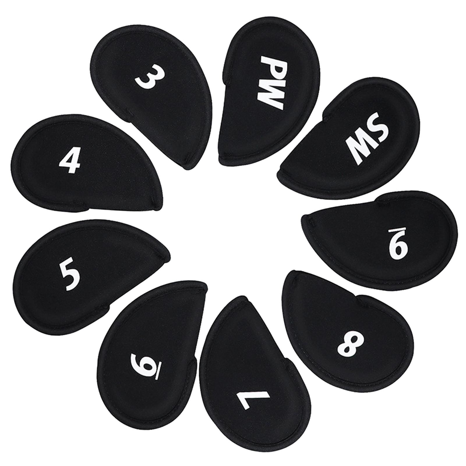 Magideal - 9 Piezas De Fundas De Cabeza De Hierro Para Palos De Golf Protector De Hierro De Golf Golfista Portátil 3,4,5,6,7,8,9,S,P Cubiertas De Cabeza De Hierr