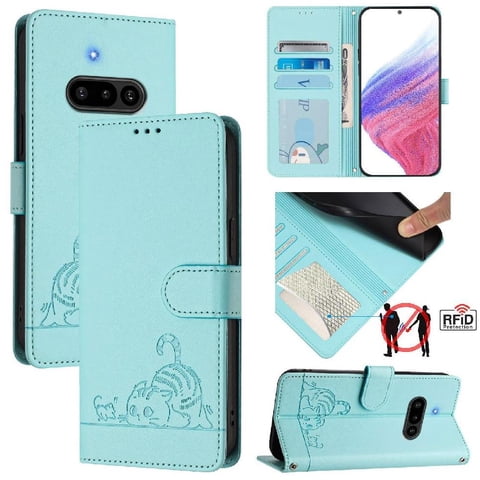 Funda Tipo Cartera Foxdock Para Nothing Phone 3A Con Soporte, Ranuras, Rfid, Diseño De Gato