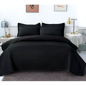 Imac Hogar - Quilt De Lujo Cubrecama Verano 2 Plazas Negro