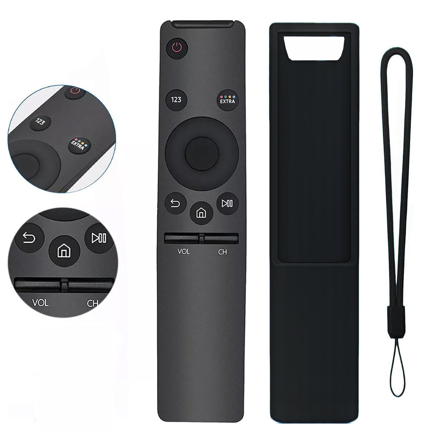 Control Remoto Universal Aaronmei Negro Con Funda Protectora Y Correa De Muñeca