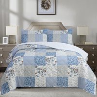 Quilt Andes Sherpa Estampado Patchwork Celeste 1.5 P