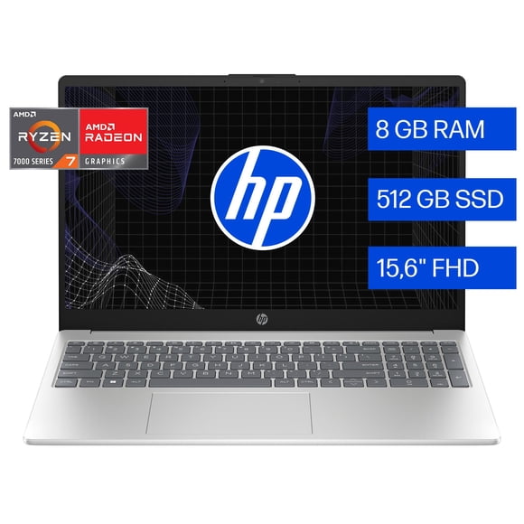 Notebook HP 15-fc0287la, AMD Ryzen 7, 8 GB RAM, 512 GB SSD, 15.6" FHD, Windows 11