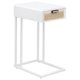 thumbnail image 1 of Mesa lateral en C Benjara Lanie de 1 cajón, blanca, con estructura metálica y ratán, 1 of 4