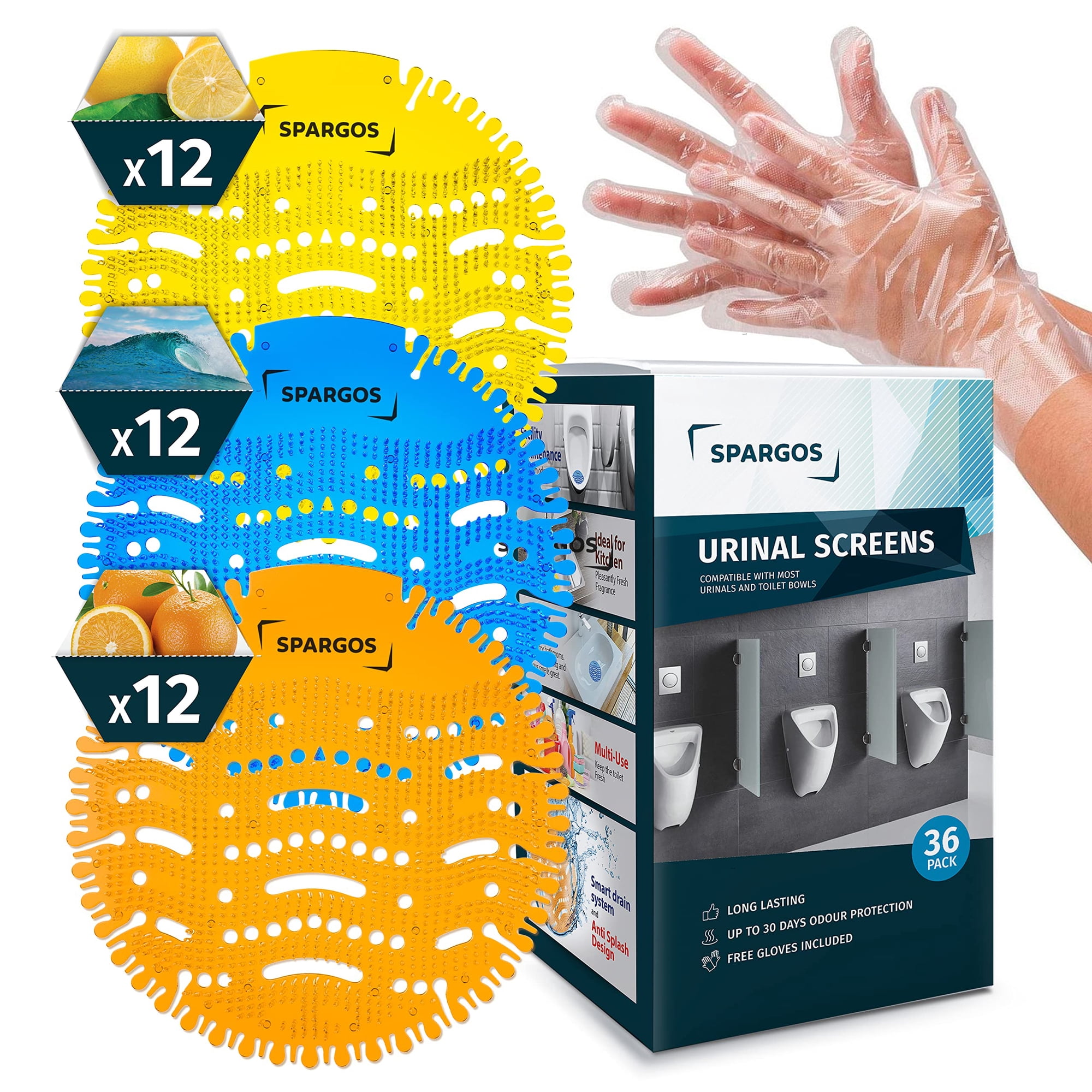 Desodorizante Para Mamparas Urinarias Spargos Fresh 3d Wave, Antisalpicaduras