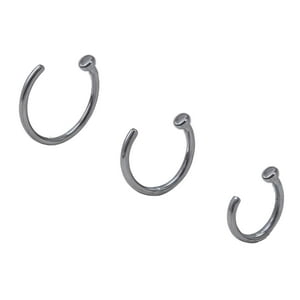 Elbauldejuma - Pack De Tres Aros Piercing Abierto Nostril Titanio Astm F136 Plateados