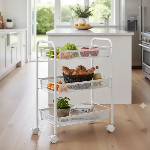Carrito Organizador 3 Niveles Metalico Con Ruedas Modelo Frutero Multiusos