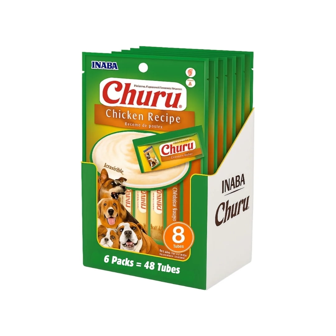 Caja Churu Perros Pollo 6 Un. (48 Tubos)