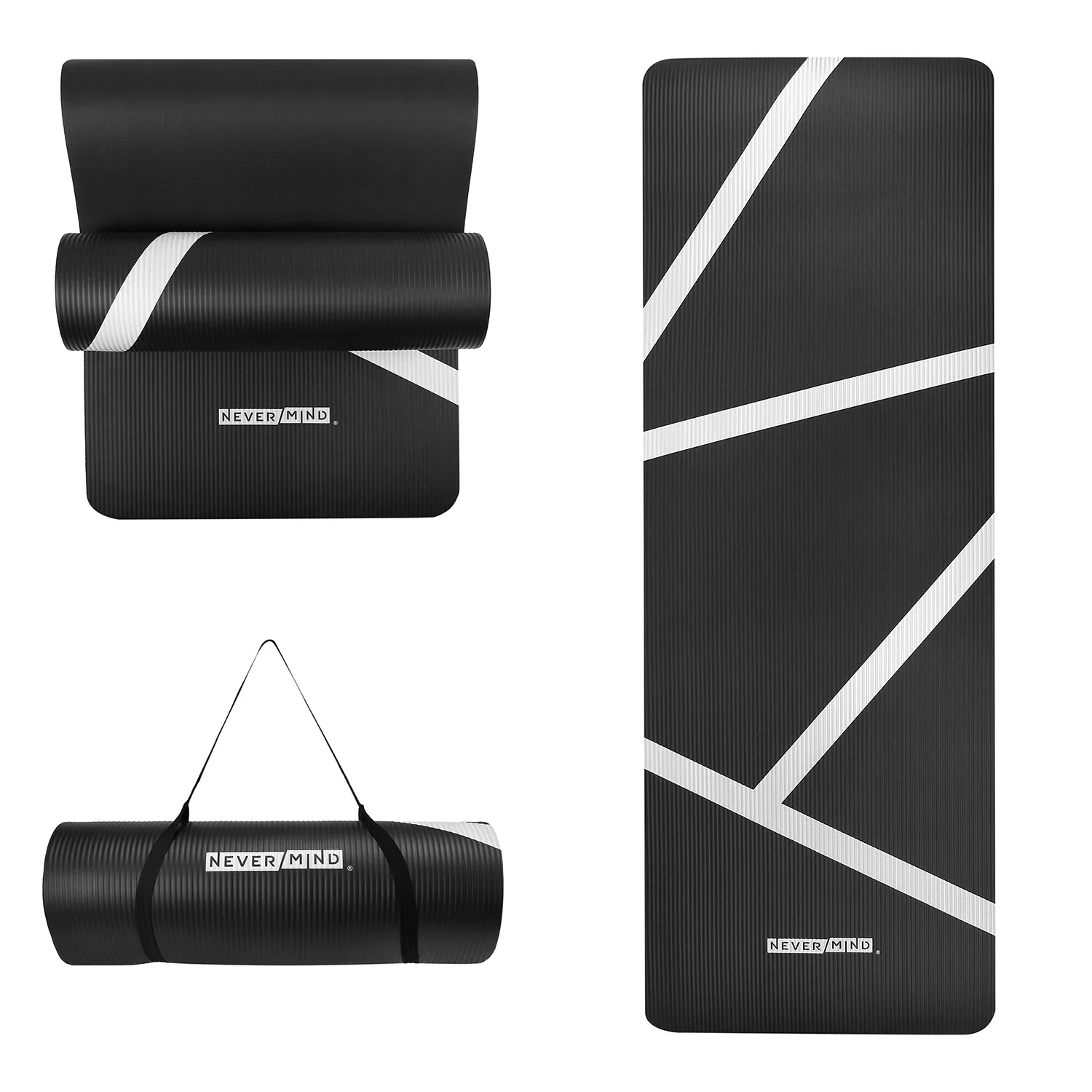 Never Mind - Mat Yoga Resistente Pilates Extra Grueso 15mm Nbr + Correa