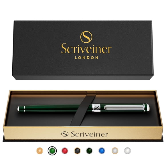 Pluma rollerball Scriveiner Acabado British Green con cromo