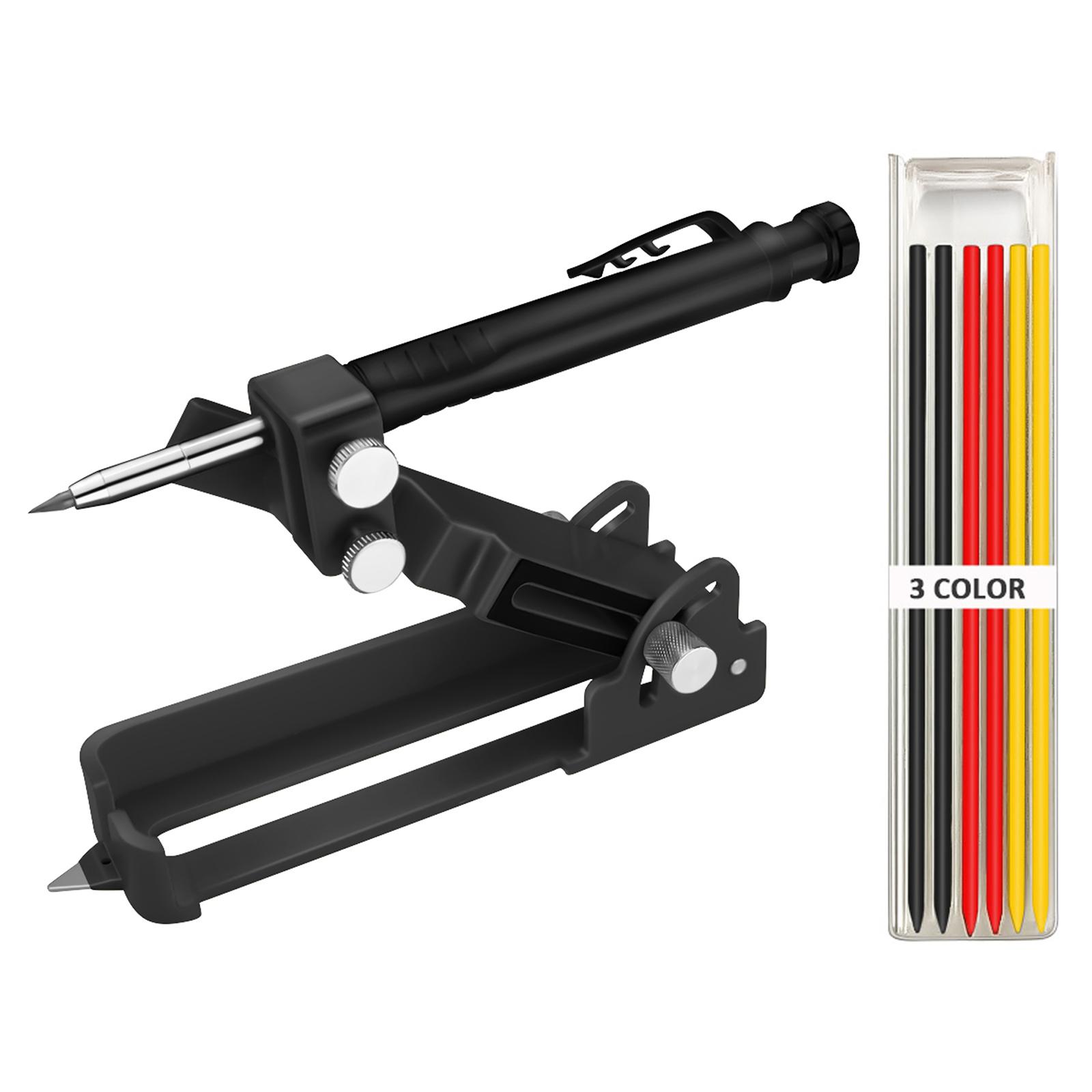 Magideal - Herramienta De Multifunción, Lápiz De Construcción, Herramienta De Con Lápiz De Agujero , Herramienta De Medición De Calibre , Negro