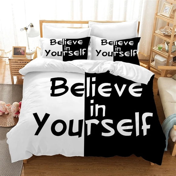 Duvet Cover with Believe In Yourself/You Are Special/Time/Love/Keep on Letters Pattern Bedding Set Comforter Cover Bed Set Gifts